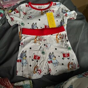 BAMBOO Cartoon Character Pajama Set with Red and White